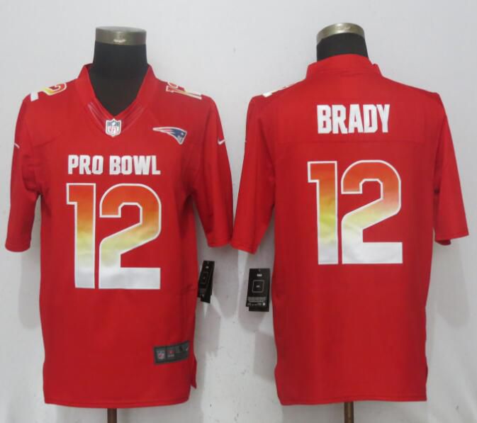 Men New England Patriots #12 Brady Red New Nike Royal 2018 Pro Bowl Limited NFL Jerseys->new england patriots->NFL Jersey